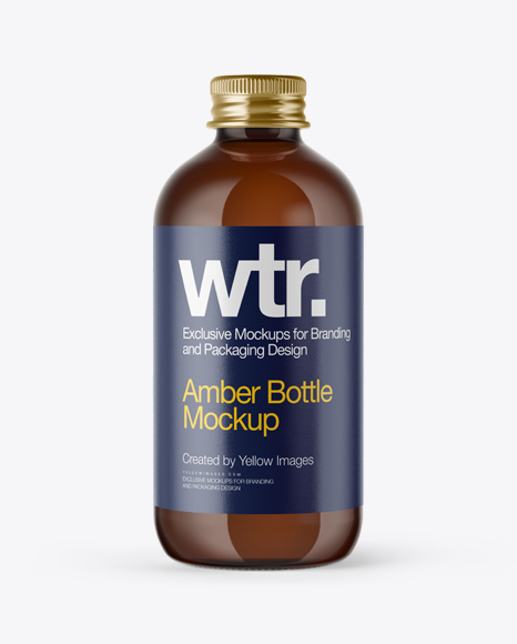 Amber Glass Bottle w/ Metal Cap Mockup