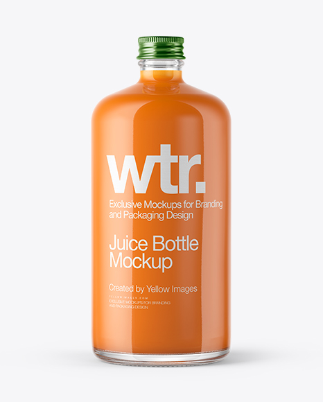Clear Glass Bottle With Carrot Juice Mockup