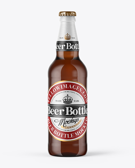 500ml Amber Craft Beer Bottle Mockup