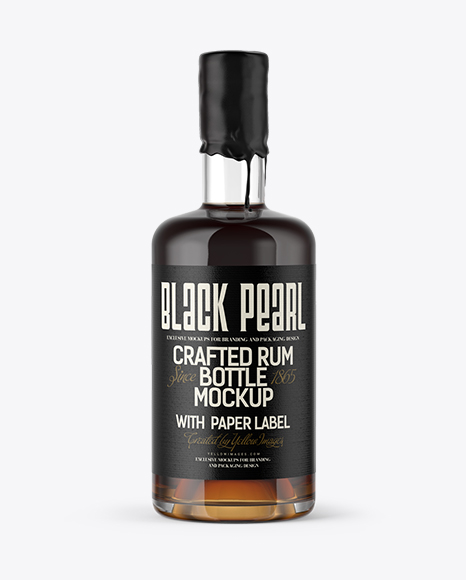 Black Rum Bottle with Wax Top Mockup