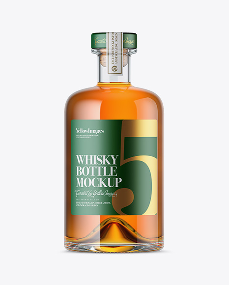 Glass Bottle W/ Whisky Mockup