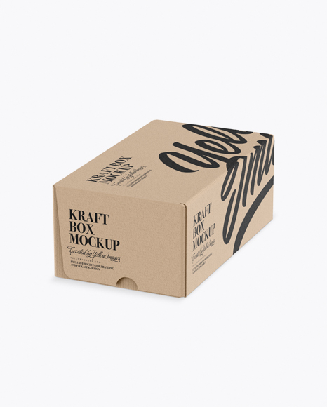 Matte Kraft Paper Box Mockup - Half Side View