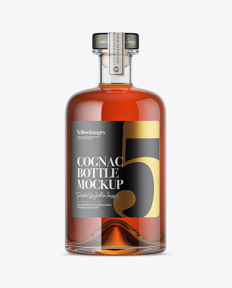 Glass Bottle W/ Cognac Mockup