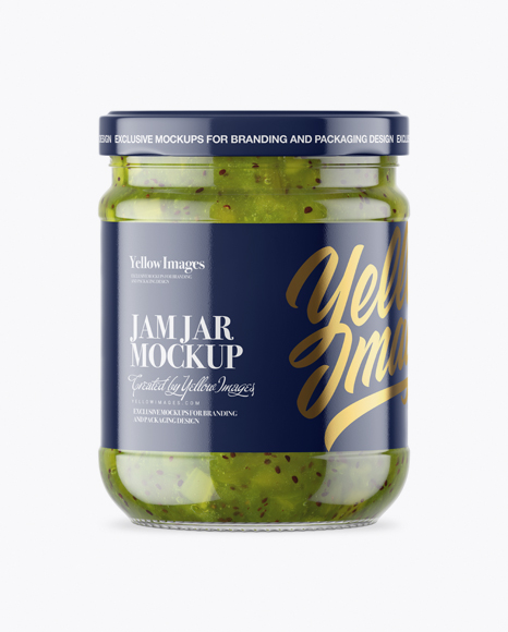 Clear Glass Jar with Kiwi Jam Mockup