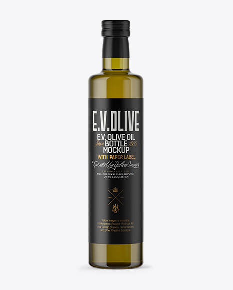 750ml Antique Green Glass Bottle with Olive Oil Mockup