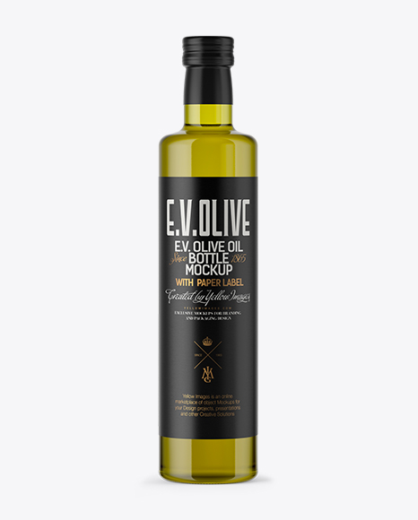 750ml Clear Glass Olive Oil Bottle Mockup