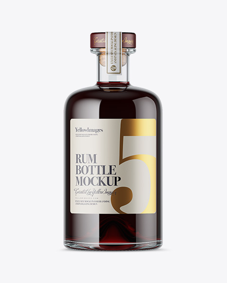 Glass Bottle W/ Black Rum Mockup