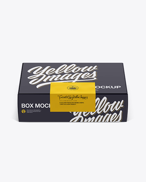Glossy Paper Box W/ Label Mockup - Front View (High-Angle Shot)