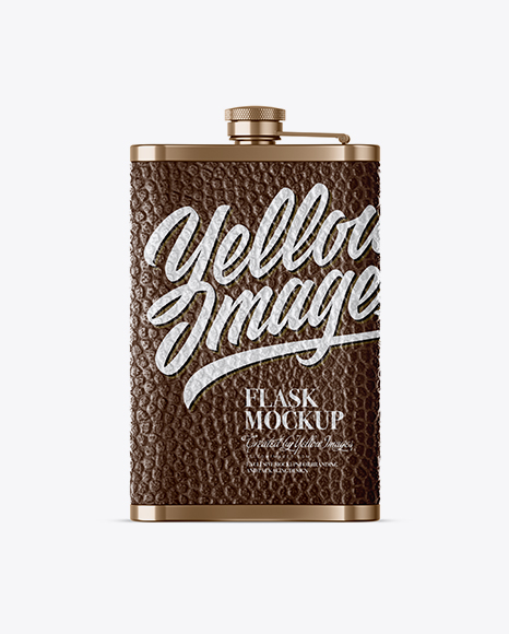 Steel Flask With Leather Wrap Mockup - Back View