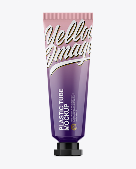 Glossy Plastic Cosmetic Tube Mockup - Front View