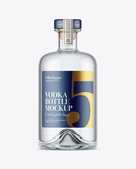 Glass Bottle W/ Vodka Mockup