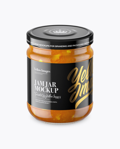 Clear Glass Jar with Orange Jam Mockup (High-Angle Shot)
