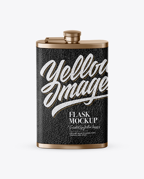 Steel Flask With Leather Wrap Mockup (High-Angle Shot)