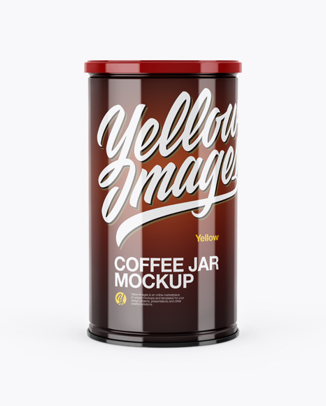 Glossy Coffee Tin Can Mockup - Front View