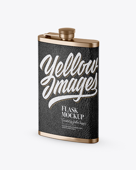 Steel Flask With Leather Wrap Mockup - Half Side View