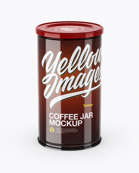 Glossy Coffee Tin Can Mockup (High-Angle Shot)