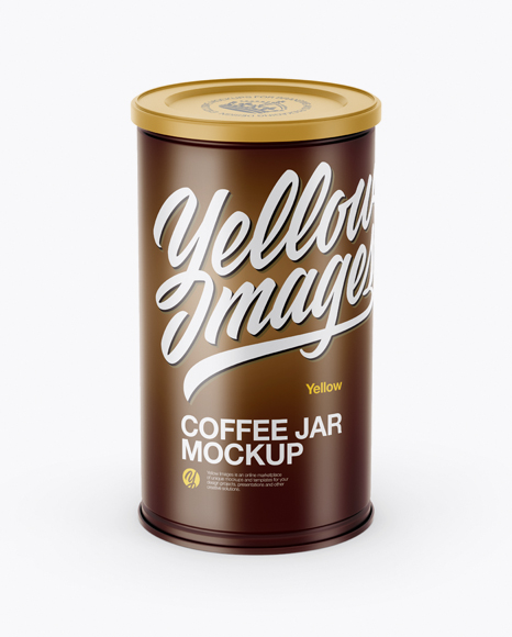Matte Coffee Tin Can Mockup (High-Angle Shot)