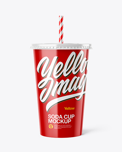 Glossy Plastic Soda Cup Mockup - Front View (Eye-Level Shot)