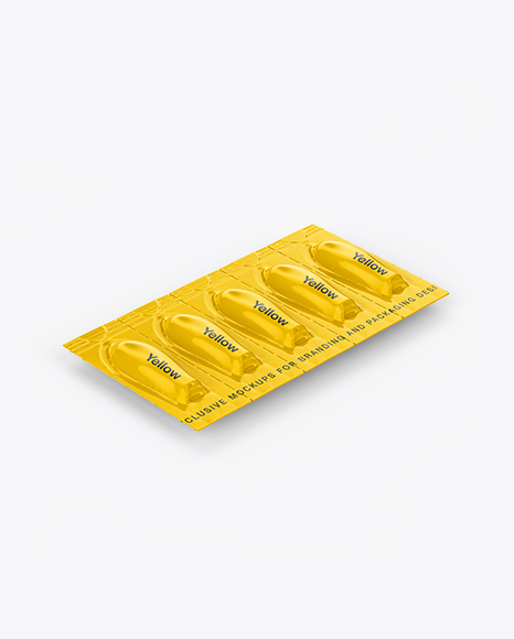 Glossy Suppositories Blister Mockup - Half Side View