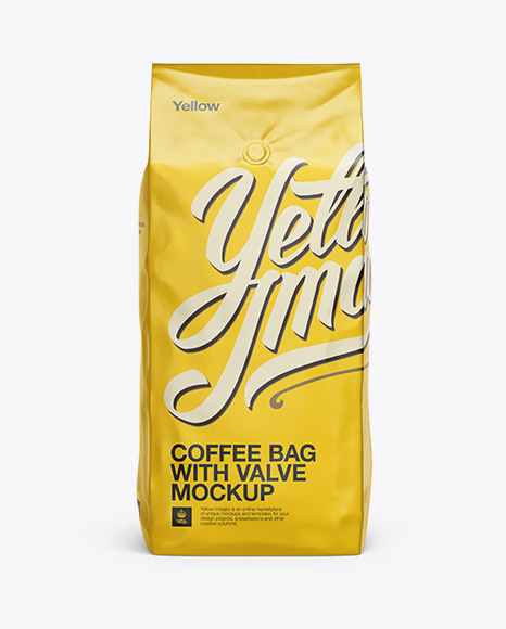 2,5 kg Matte Metallic Coffee Bag With Valve Mockup - Front View