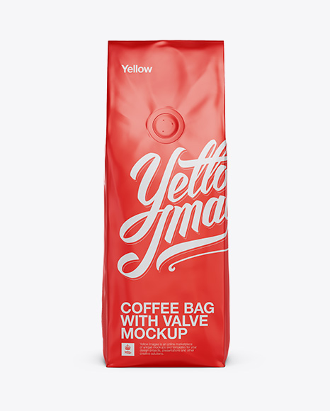 250g Matte Metallic Coffee Bag With Valve Mockup - Front View