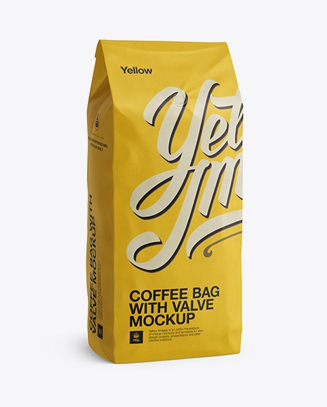 2,5 kg Coffee Bag With Valve Mockup - Half-Turned View