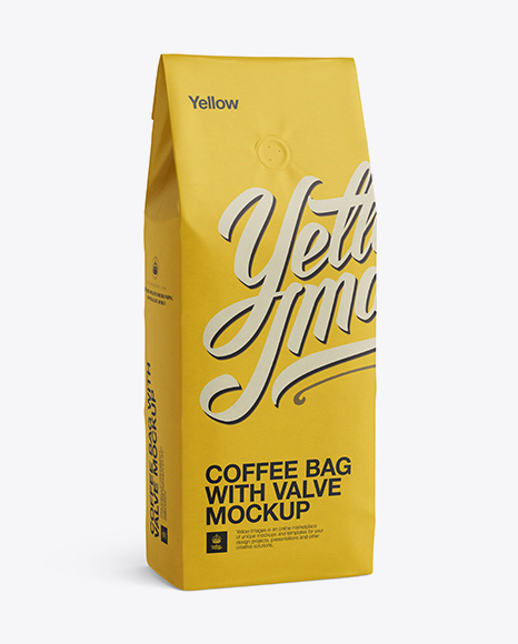 Coffee Bag With Valve Mockup - Half-Turned View