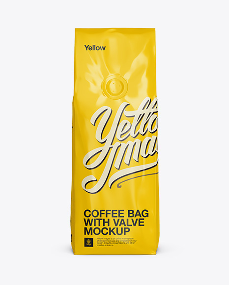 250g Glossy Coffee Bag With Valve Mockup - Front View