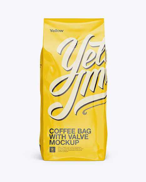 2,5 kg Glossy Coffee Bag With Valve Mockup - Front View