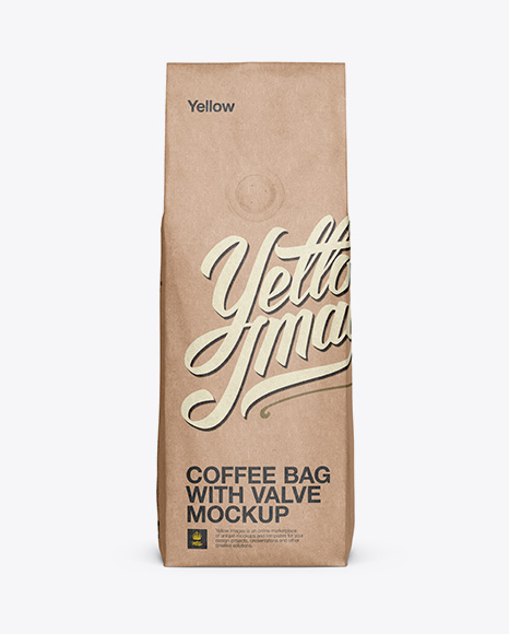 250g Kraft Coffee Bag With Valve Mockup - Front View