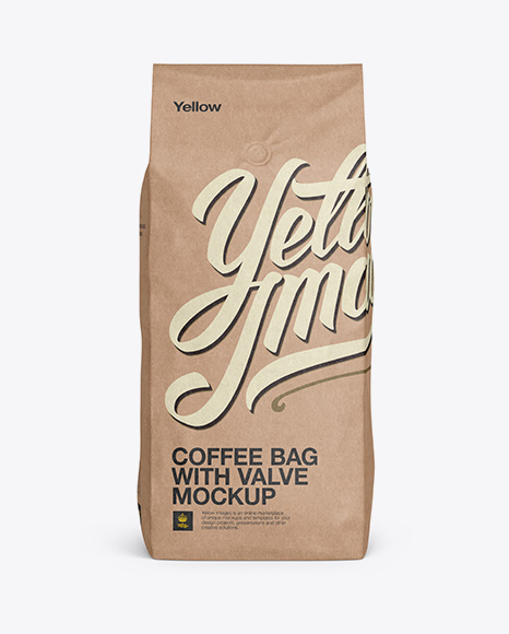 2,5 kg Kraft Coffee Bag With Valve Mockup - Front View