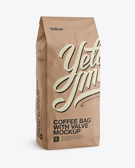 2,5 kg Kraft Coffee Bag With Valve Mockup - Half-Turned View