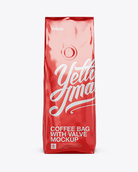 250g Foil Coffee Bag With Valve Mockup - Front View