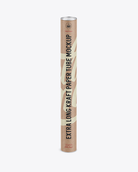 Extra Long Kraft Paper Tube w/ a Convex Lid and a Paper Label - High-Angle View