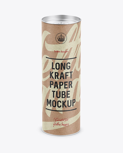 Long Kraft Paper Tube w/ a Flat Lid and a Paper Label - High-Angle View
