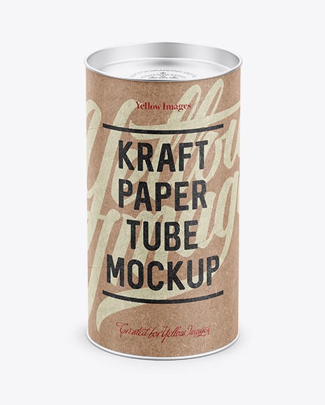 Medium Kraft Paper Tube w/ a Flat Lid and a Paper Label - High-Angle View