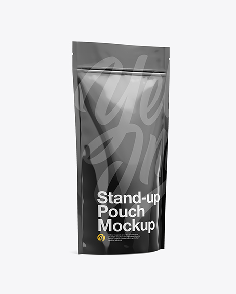 Glossy Stand Up Pouch W/ Zipper Mockup - Half Side View