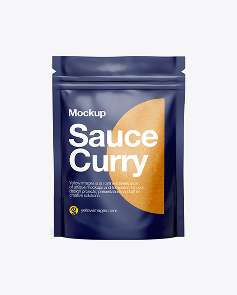 Matte Transparent Stand-Up Pouch W/ Curry Sauce Mockup - Front View