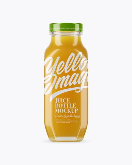 Clear Glass Bottle With Orange Juice Mockup