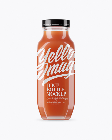 Clear Glass Bottle With Grapefruit Juice Mockup