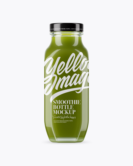 Clear Glass Bottle With Green Smoothie Mockup