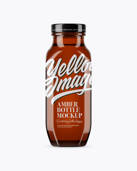 Amber Glass Drink Bottle Mockup