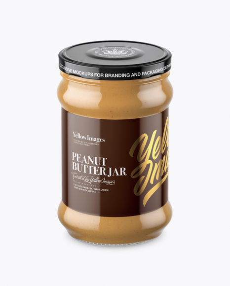 Clear Glass Jar with Peanut Butter Mockup (High-Angle Shot)