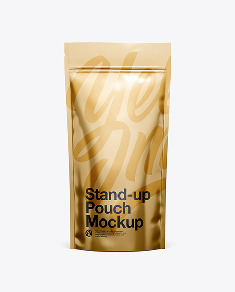 Metallic Stand Up Pouch W/ Zipper Mockup - Front View