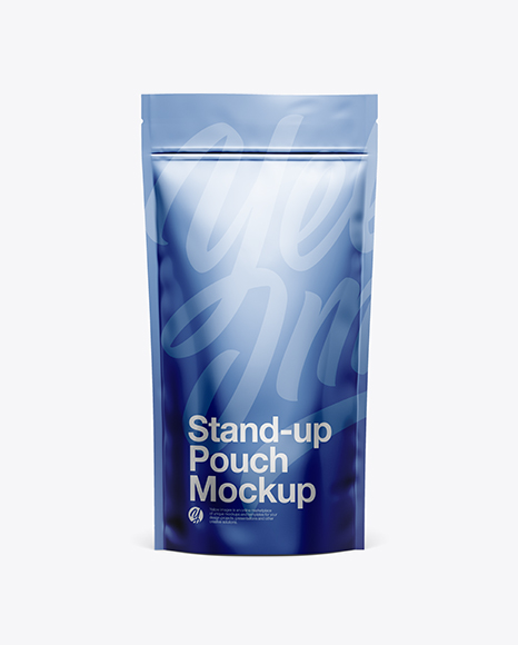 Matte Metallic Stand Up Pouch W/ Zipper Mockup - Front View