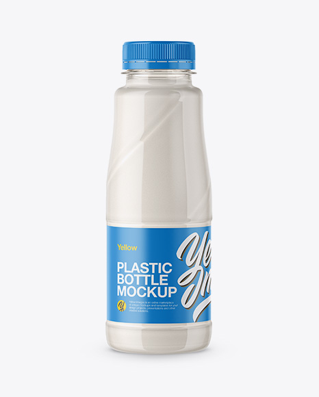360ml Plastic Bottle with Milk Mockup