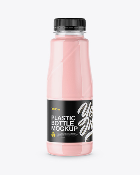 360ml Plastic Bottle with Strawberry Cocktail Mockup
