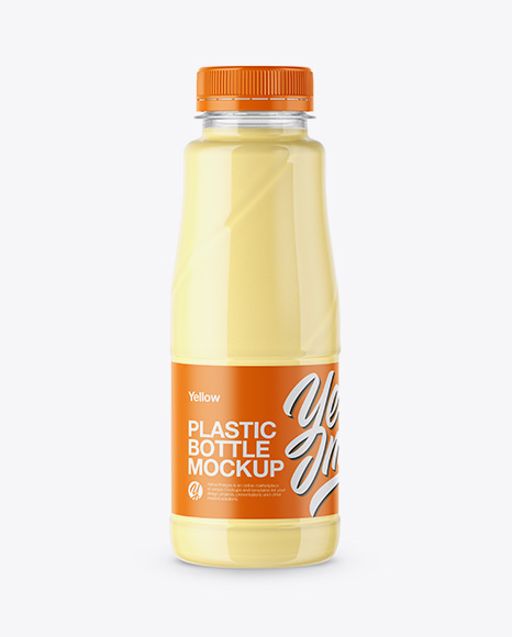 360ml Plastic Bottle with Mango Cocktail Mockup
