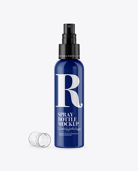 Opened Glossy Spray Bottle Mockup