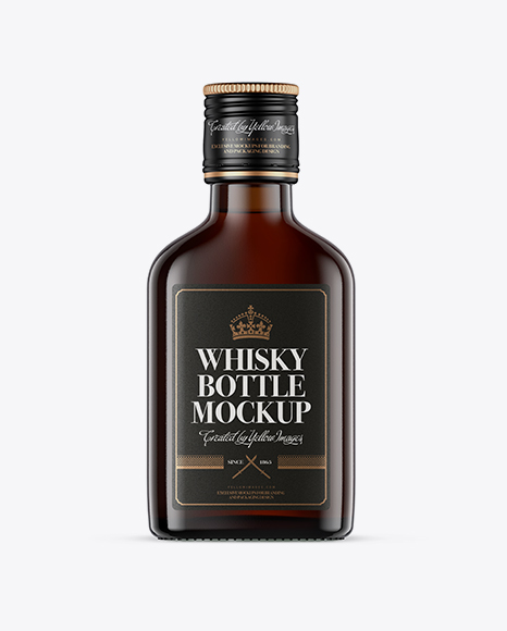 Amber Glass Whiskey Bottle Mockup - Front View